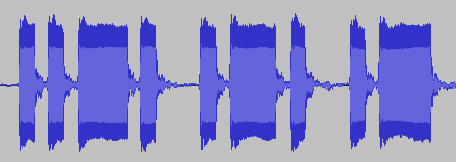 Audacity showing sound of the letter F,R,A in morse code